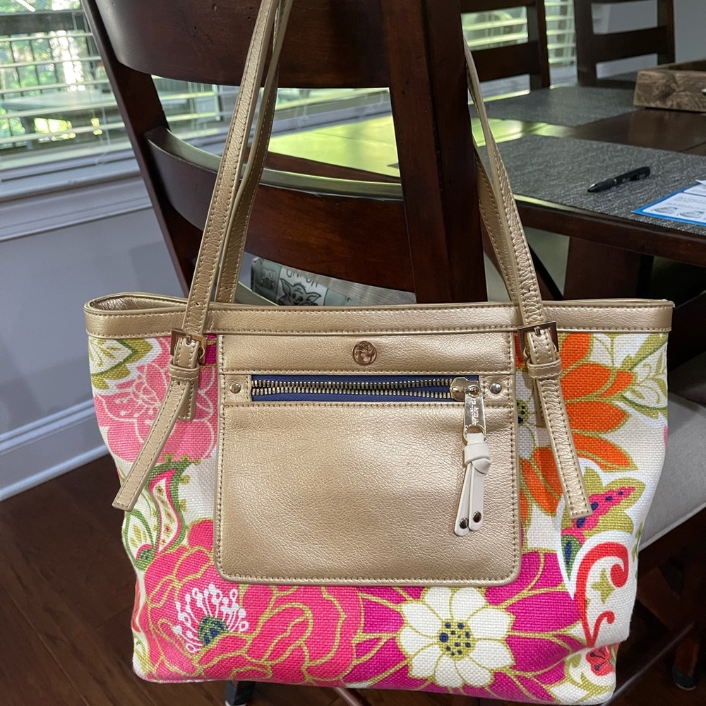 Spartina Linen and Leather Tote